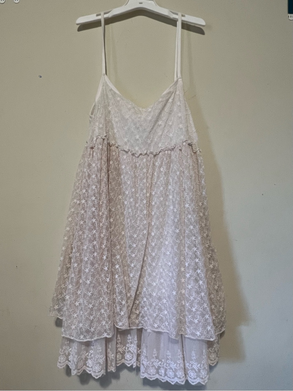 Lace Layered Spaghetti Strap Dress in Dusty Pink